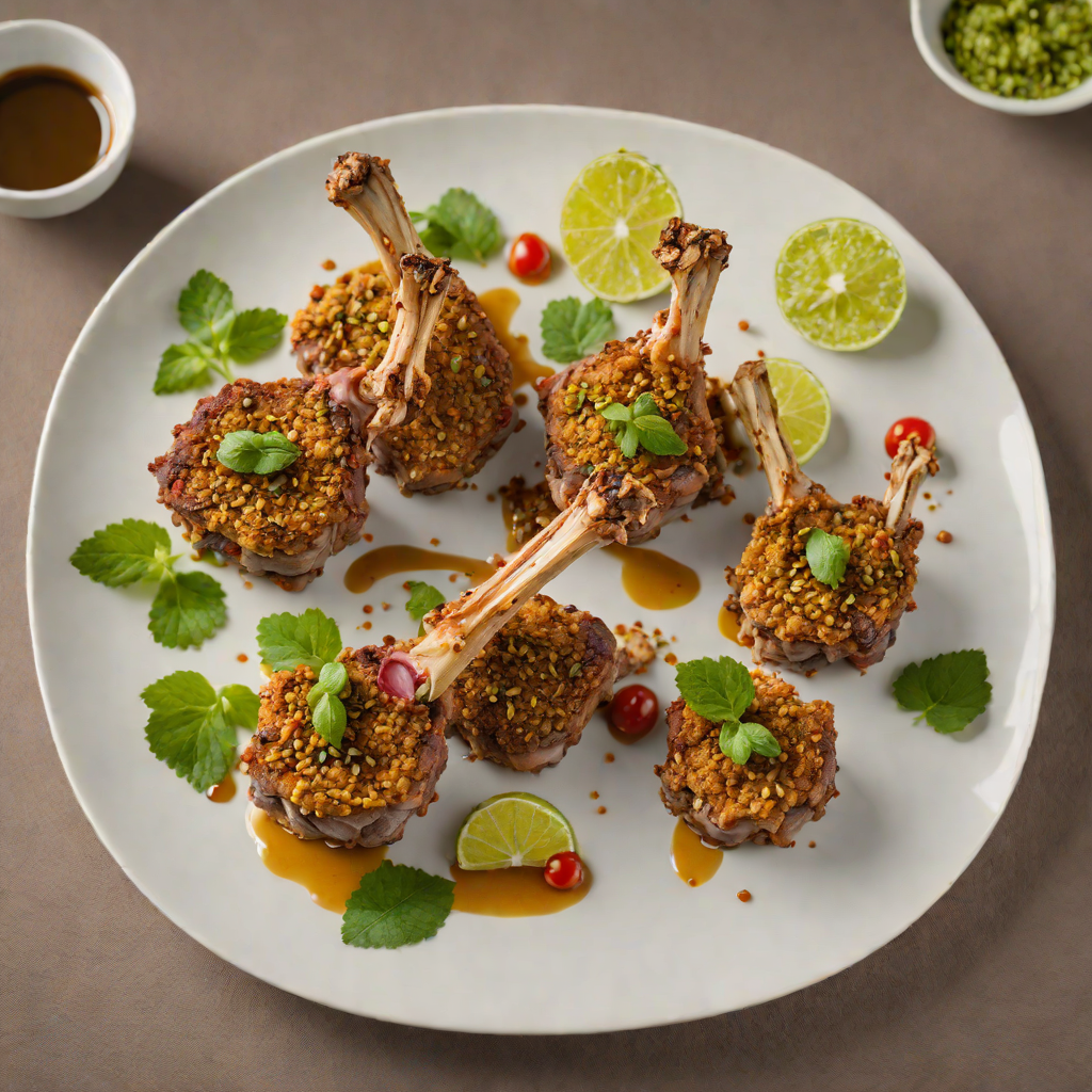 Macadamia-Crusted Lamb Chops with Finger Lime Mint Chutney