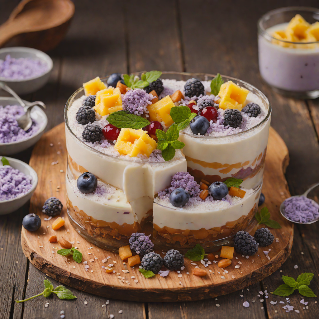Layered Halo-Halo Dessert with Ube and Sweet Beans