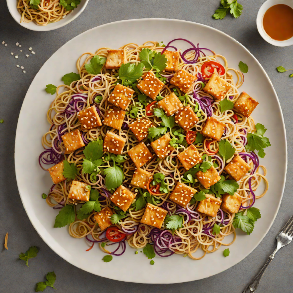 Sesame-Ginger Noodle Salad with Crispy Tofu