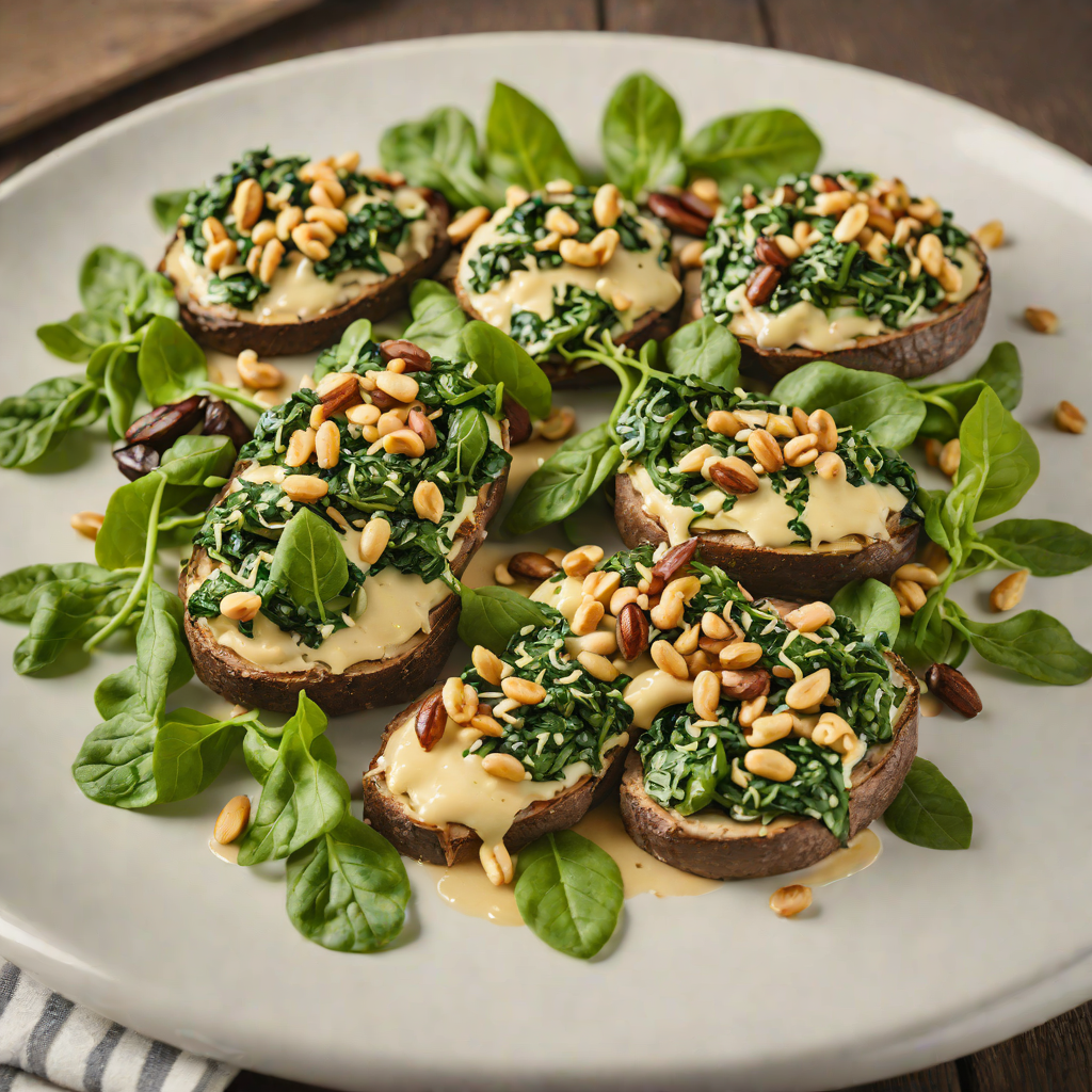 Cheese-Stuffed Portobello Mushrooms with Spinach and Pine Nuts