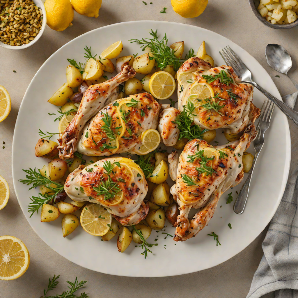 One-Pan Roasted Lemon Garlic Chicken with Herb Potatoes