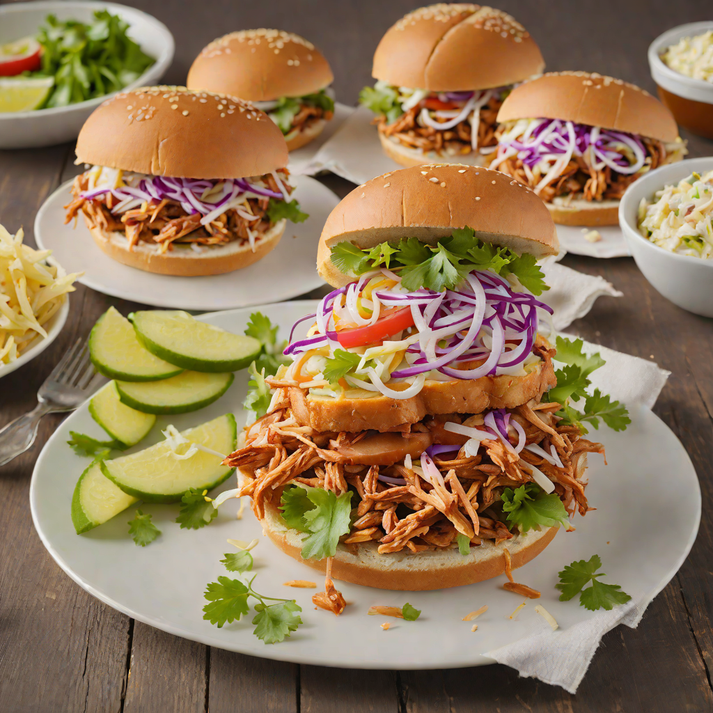 Barbecue Pulled Chicken Sandwiches with Spicy Ranch Slaw