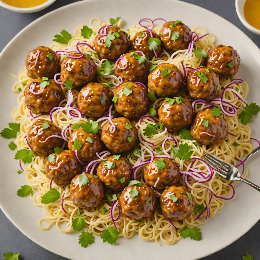 Honey-Mustard Glazed Turkey Meatballs with Tangy Pickle Slaw