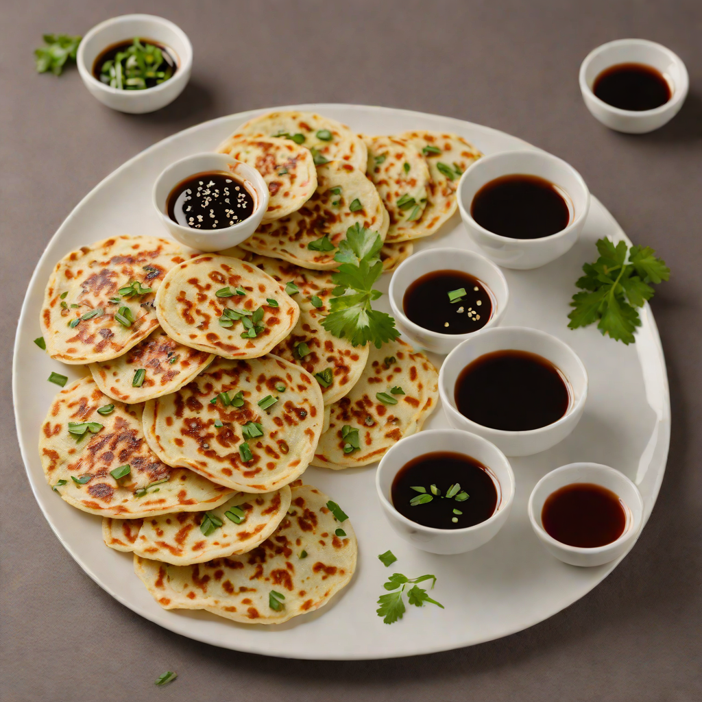 Pan-Fried Taiwanese Scallion Pancakes with Spicy Soy Dipping Sauce