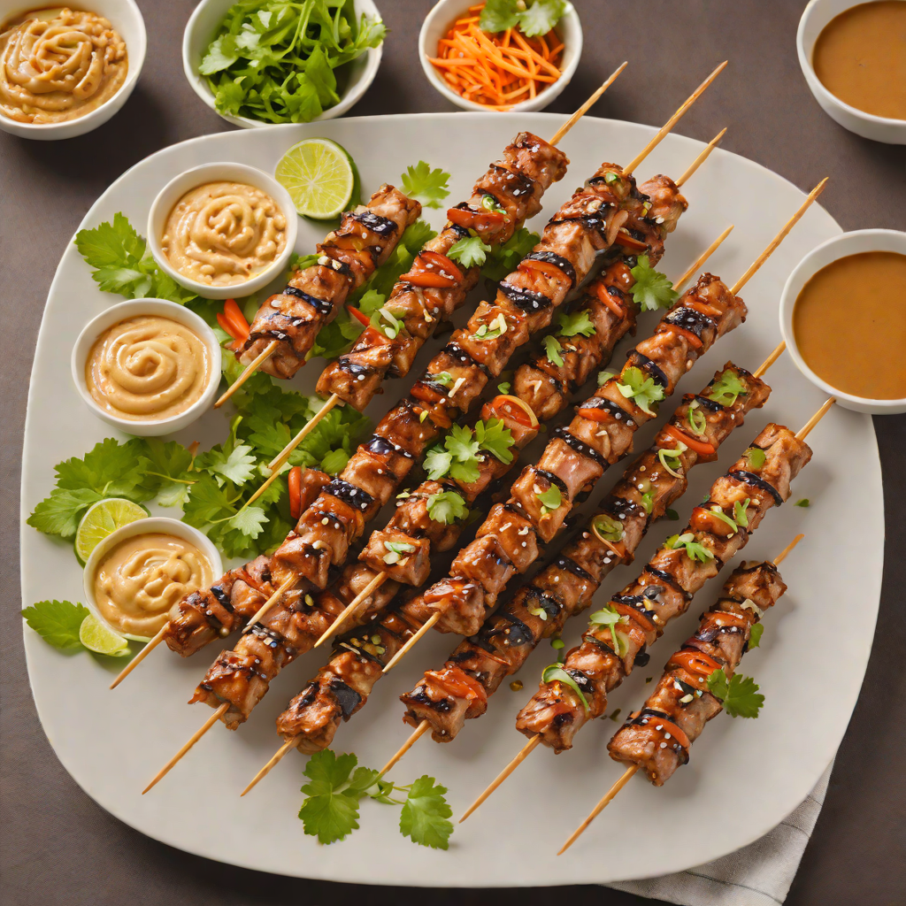 Thai-Style Grilled Pork Skewers with Spicy Peanut Sauce