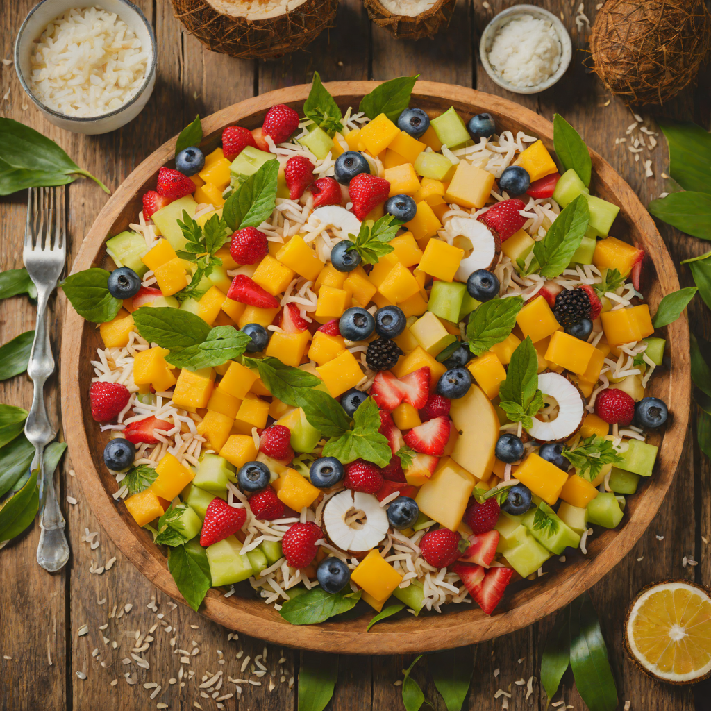 Sweet Coconut and Tropical Fruit Salad with Macapuno
