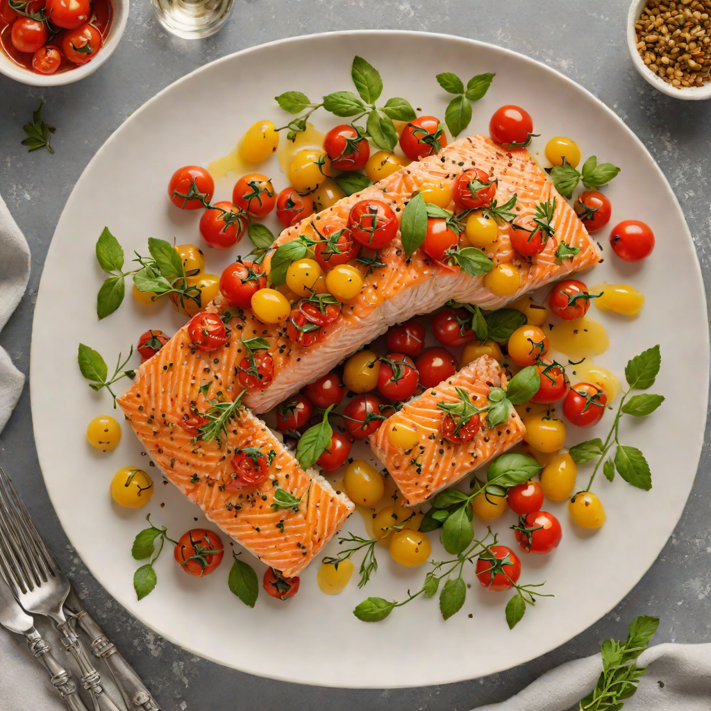 Baked Italian-Style Herb Salmon with Roasted Cherry Tomatoes