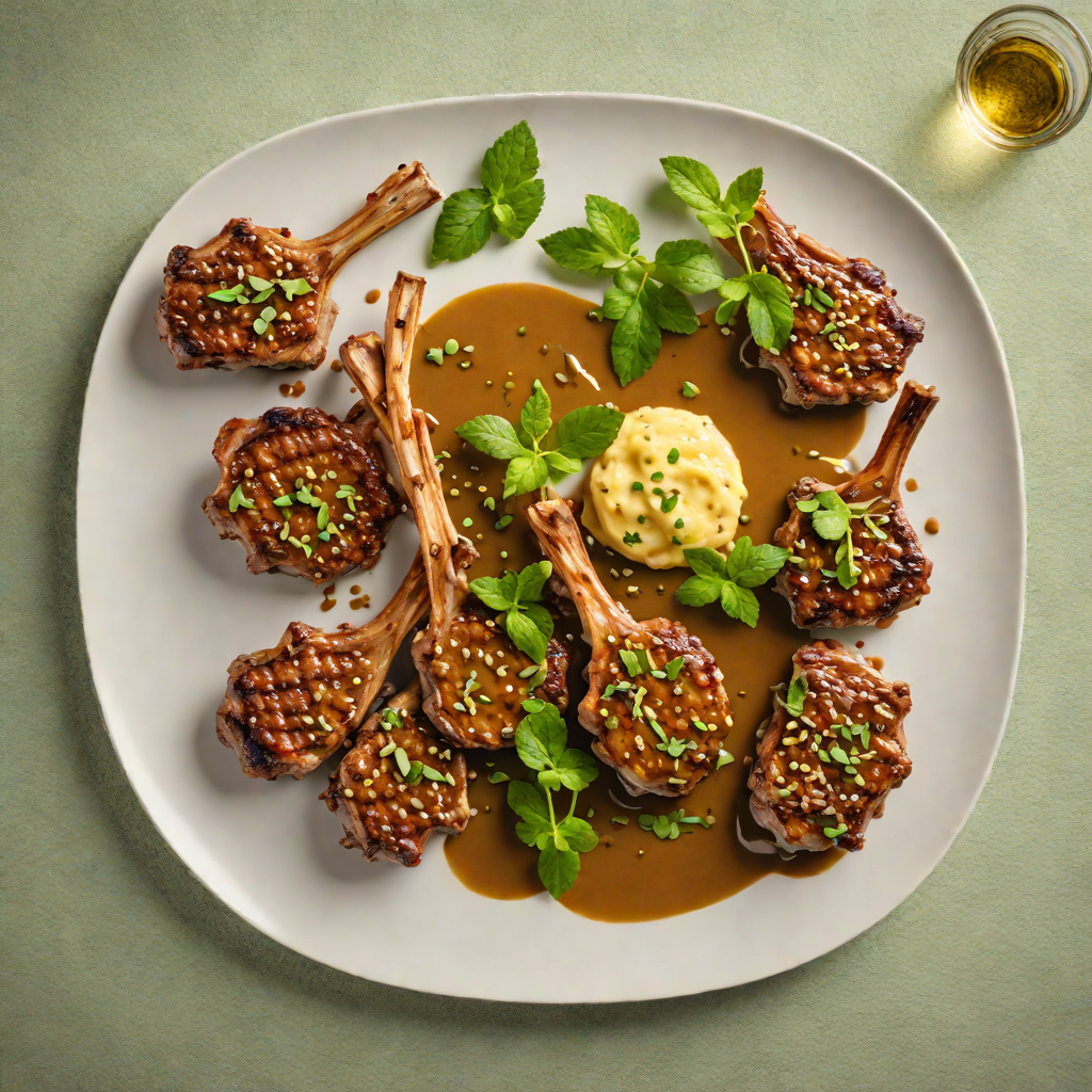 Pan-Fried Lamb Chops with Wattleseed and Mint Sauce