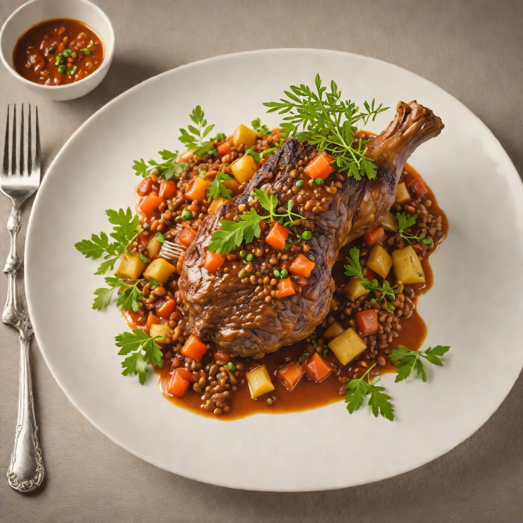 Slow-Cooked Lamb Shank with Wattleseed and Tomato Ragout