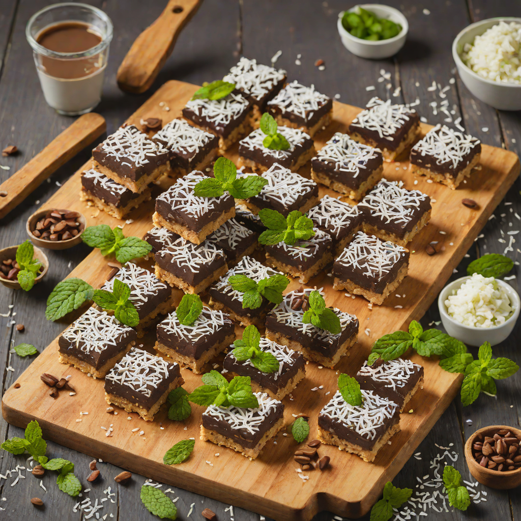 No-Bake Chocolate Mint Lamington Bars