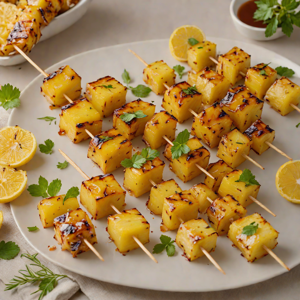 Rum-Glazed Grilled Pineapple Skewers with Brown Sugar