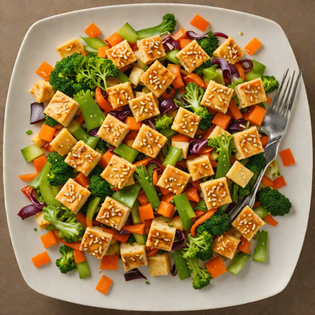Stir-Fried Tofu and Mixed Vegetables with Garlic-Soy Sauce