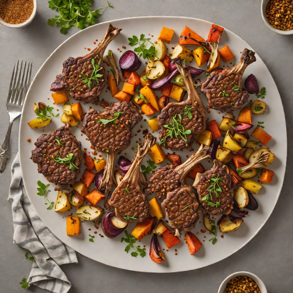 Sheet Pan Moroccan-Spiced Lamb Chops with Roasted Root Vegetables