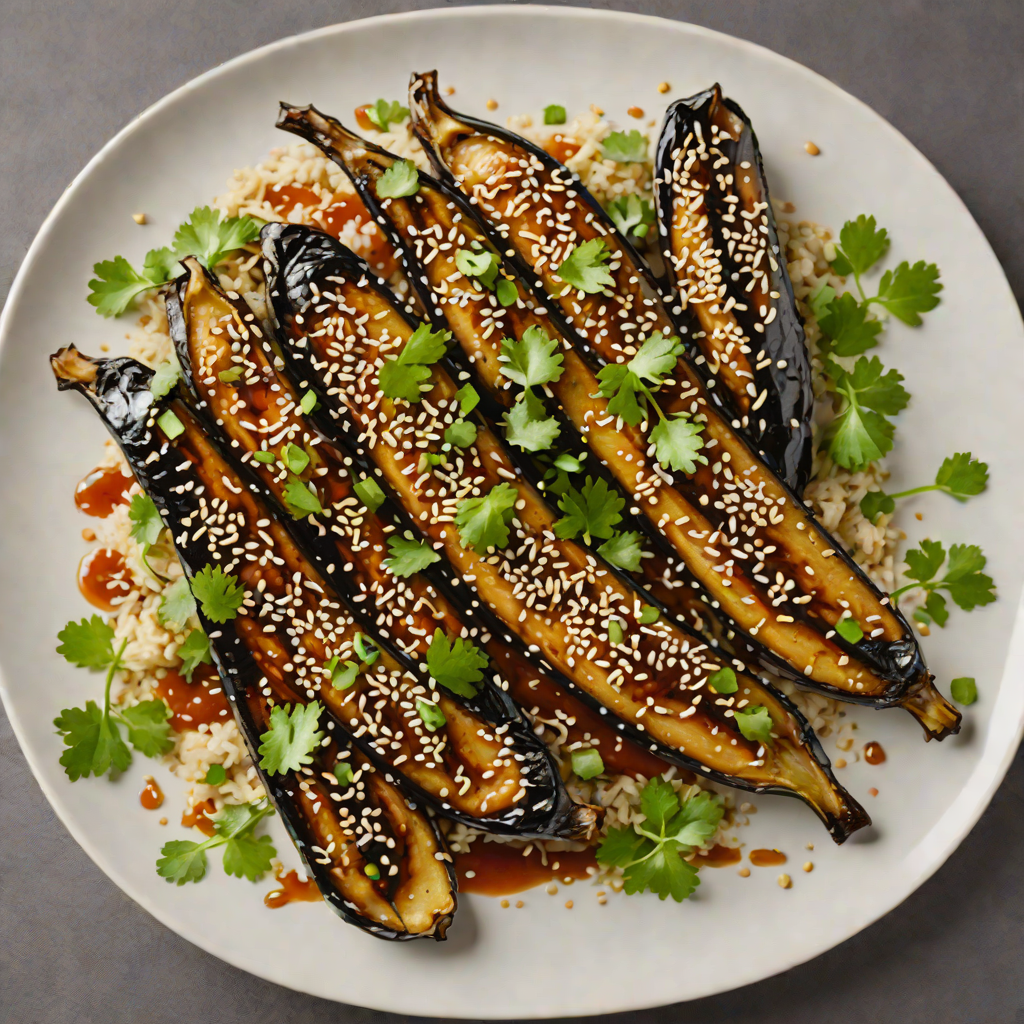 Miso-Ginger Glazed Eggplant with Sesame and Scallions