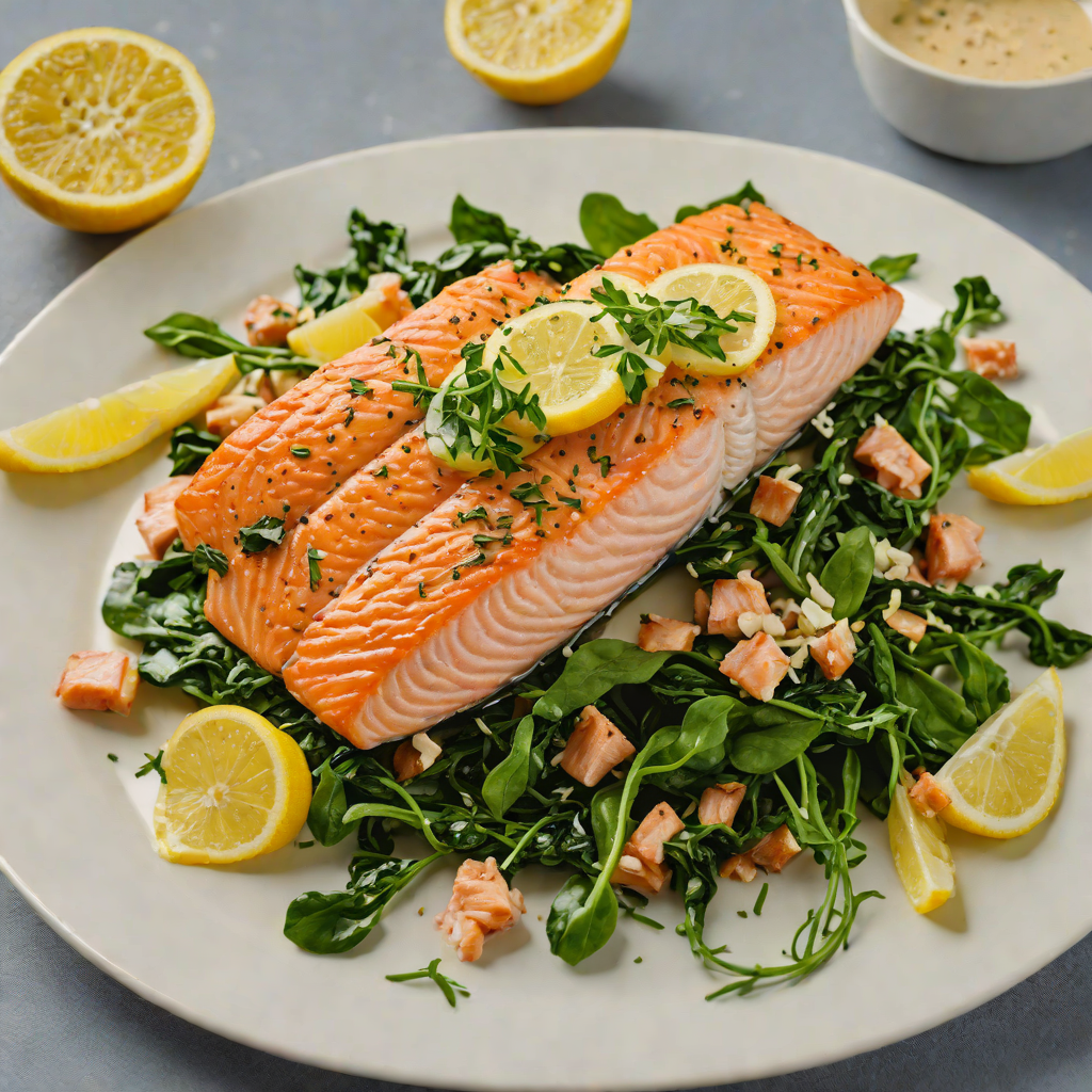 Pan-Seared Salmon with Lemon-Herb Butter and Garlic Spinach