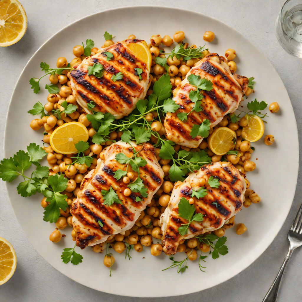 Grilled Citrus-Harissa Chicken with Chickpeas and Fresh Herbs