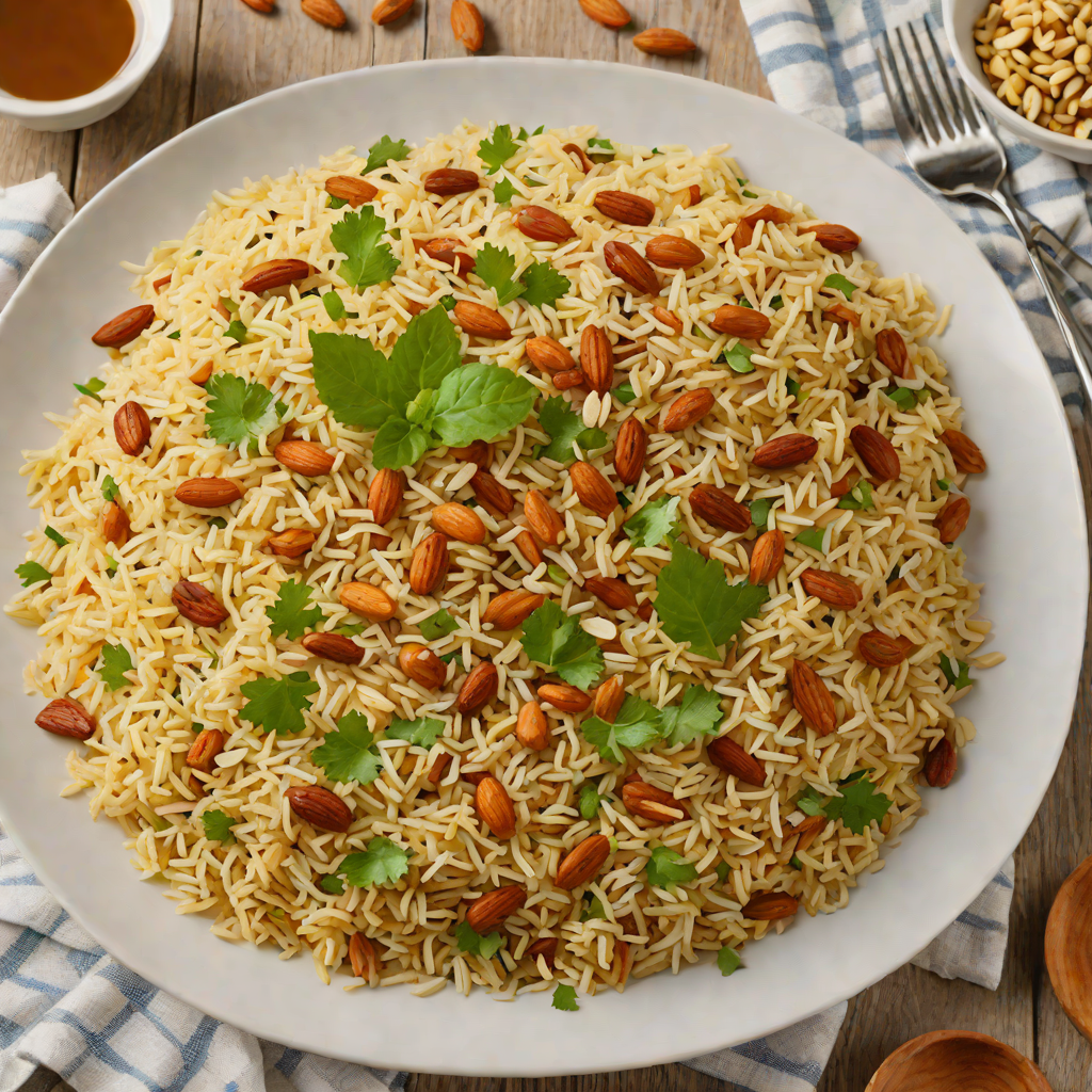 Baked Iraqi Rice Pilaf with Vermicelli and Toasted Almonds