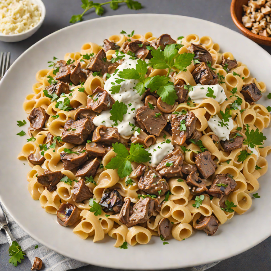 Slow-Cooked Beef Stroganoff with Mushrooms and Sour Cream