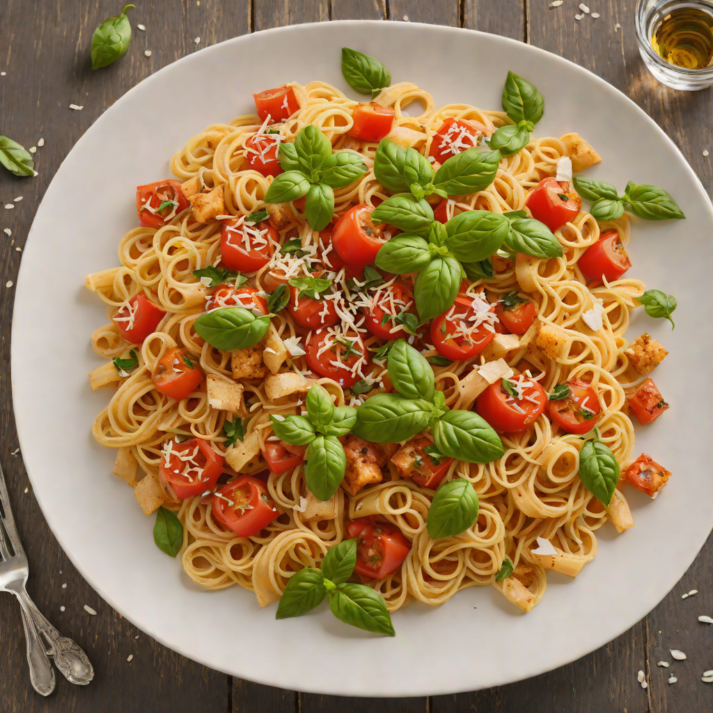Vodka-Infused Tomato Basil Pasta with Garlic Croutons
