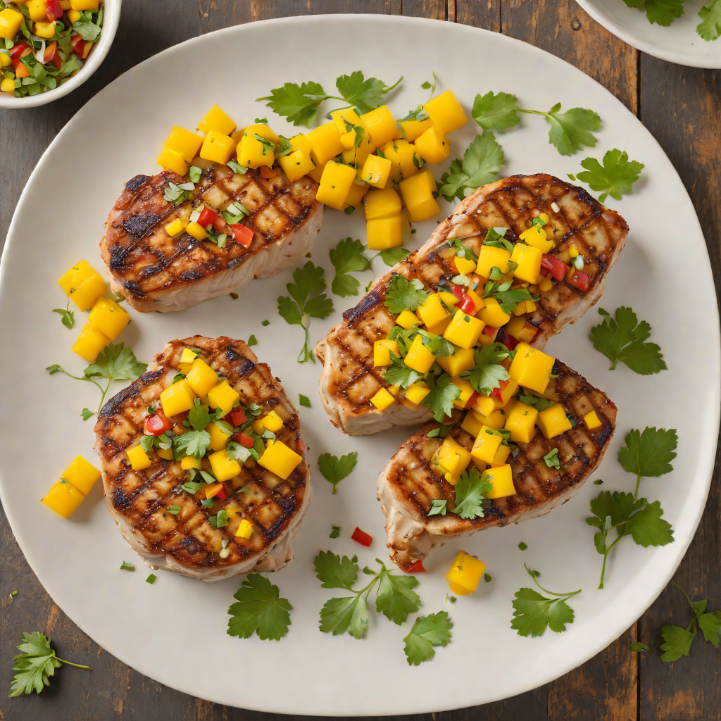 Pan-Seared Pork Chops with Mango Salsa and Cilantro