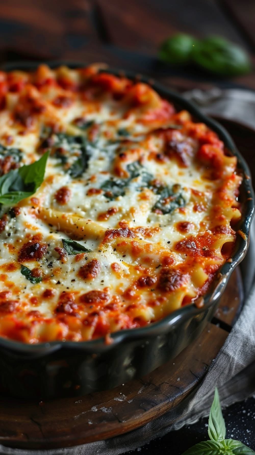 Cheerleader’s Baked Ziti with Spinach and Mozzarella