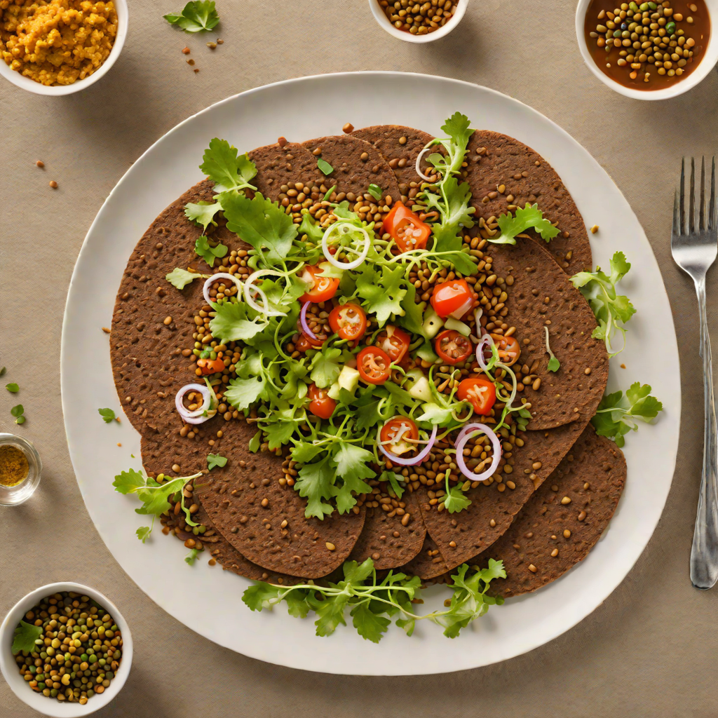 Injera-Inspired Teff Flatbread with Spiced Lentil Salad