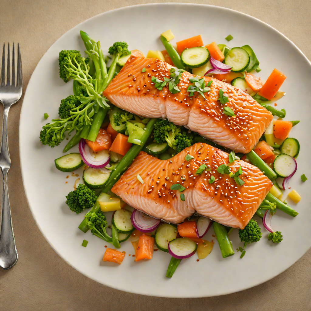 Pan-Seared Salmon with Miso Glaze and Spring Vegetables