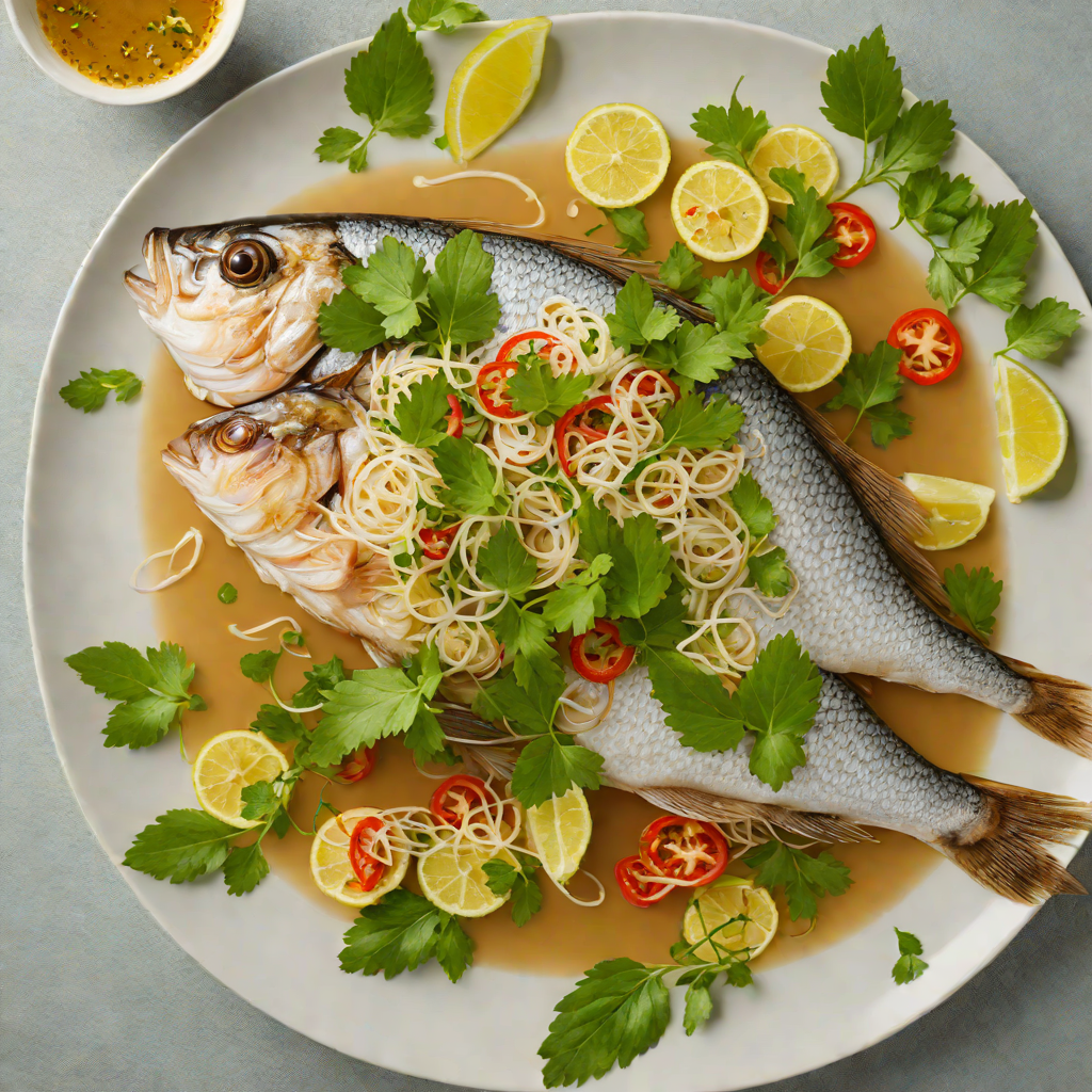 Steamed Vietnamese Ginger Fish with Fresh Herbs