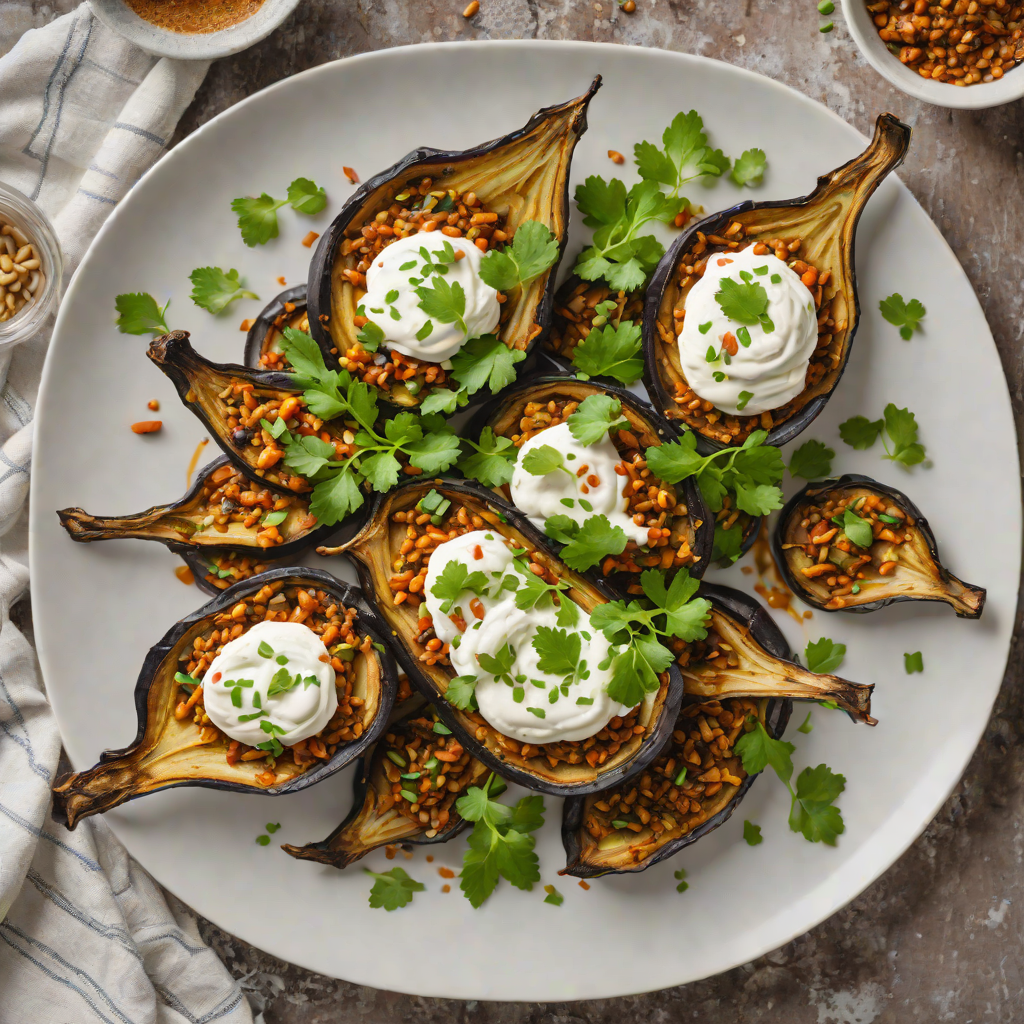 Berbere-Spiced Roasted Eggplant with Garlic-Yogurt Sauce