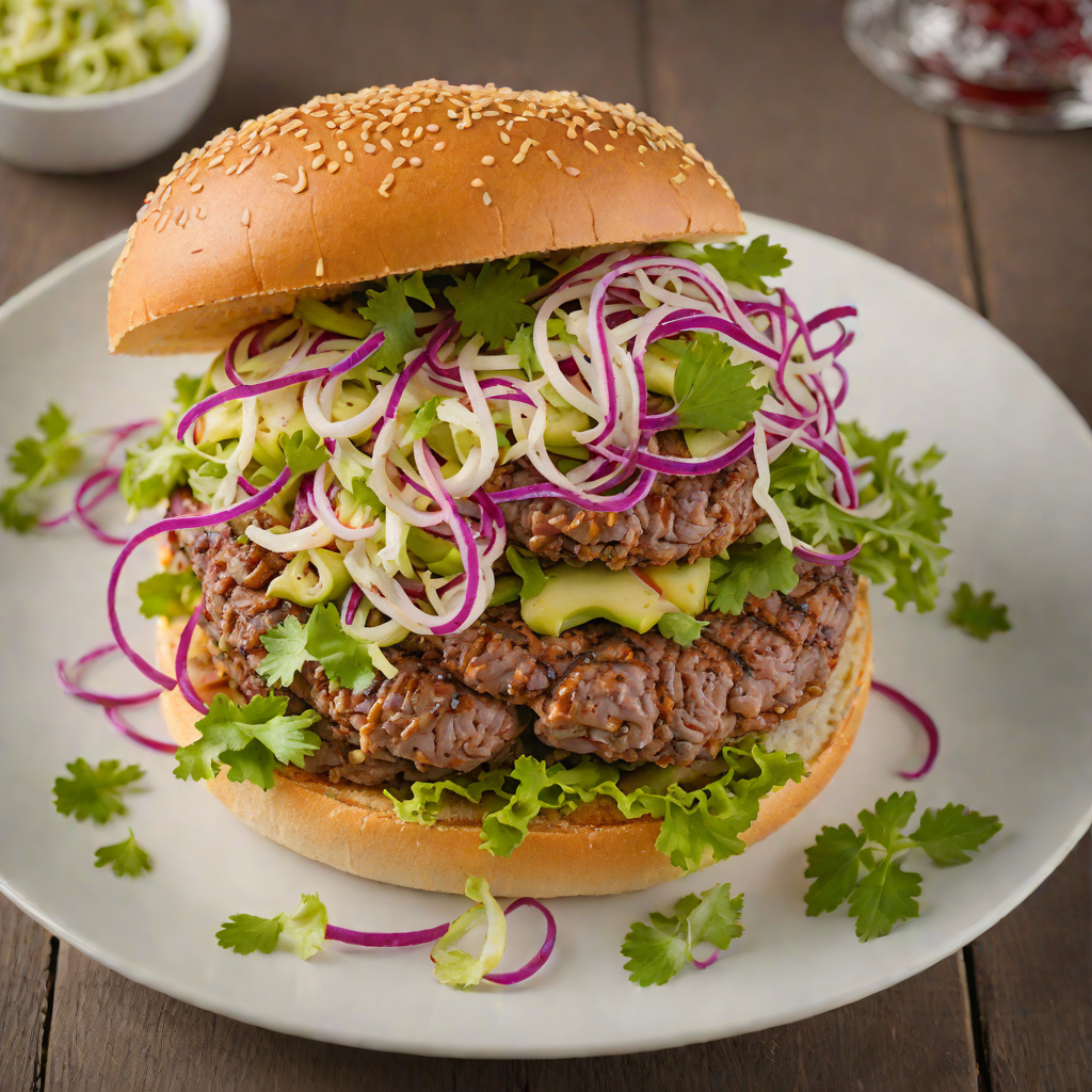Pan-Seared Beef Burger with Spicy Taco Slaw