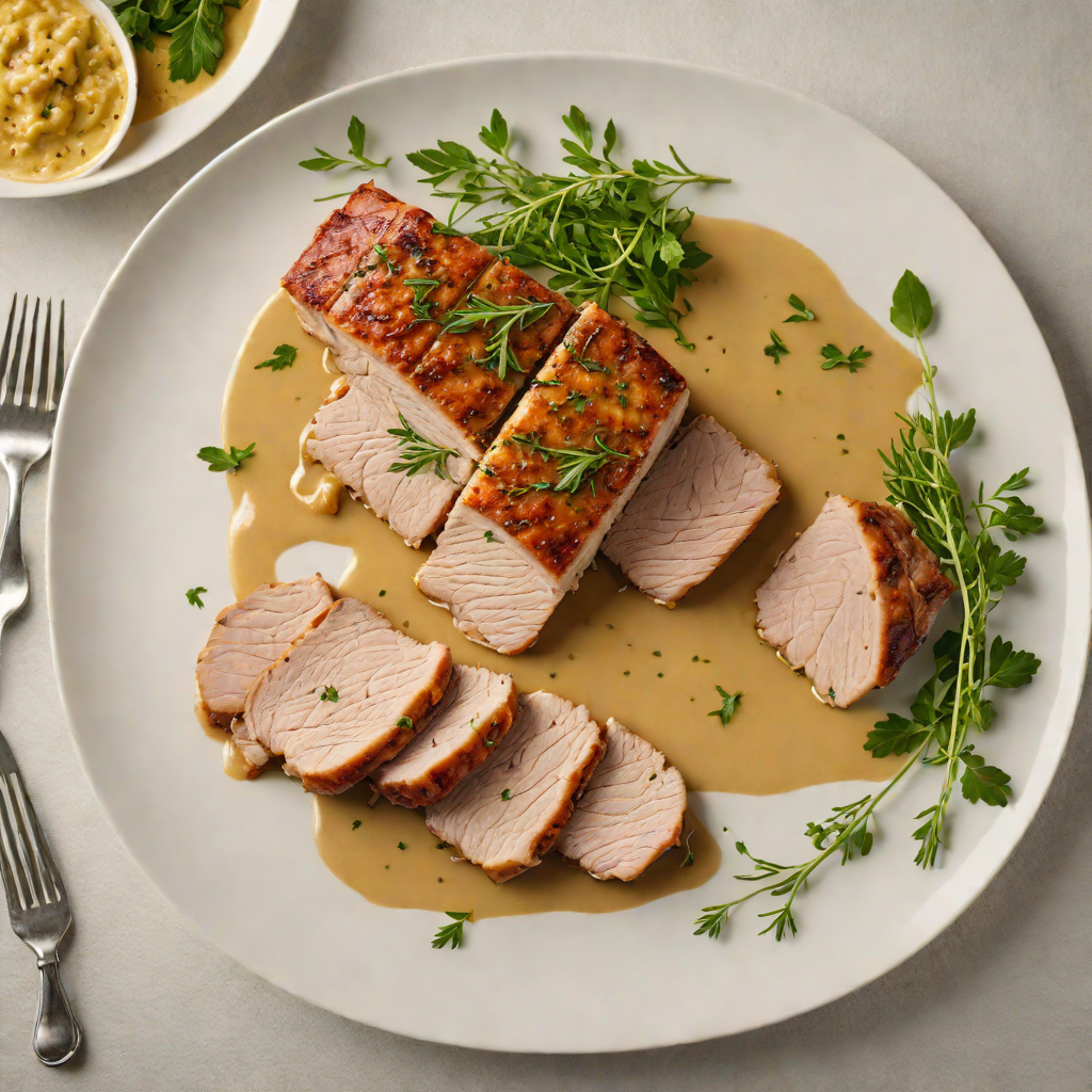 Herb-Roasted Pork Loin with Mustard Pan Sauce