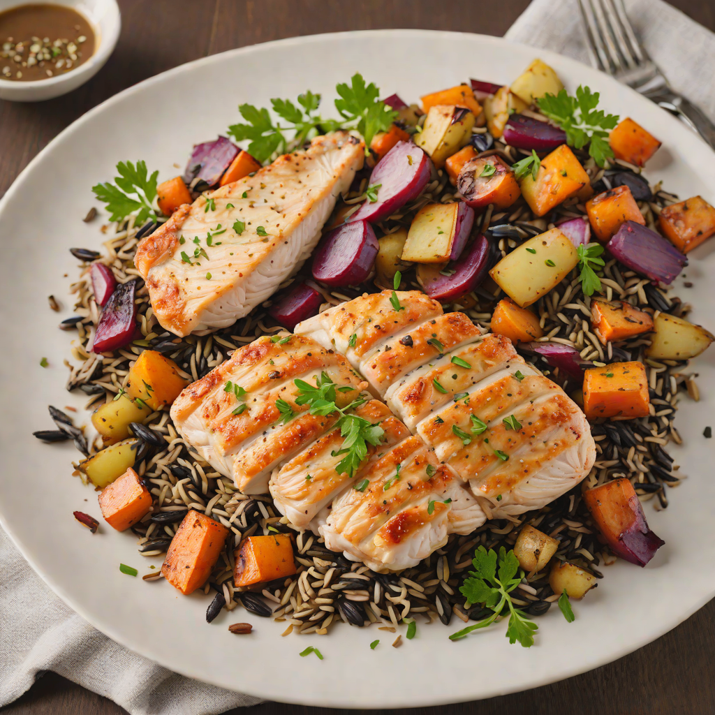 Pan-Seared Chicken with Wild Rice and Roasted Minnesota Root Vegetables