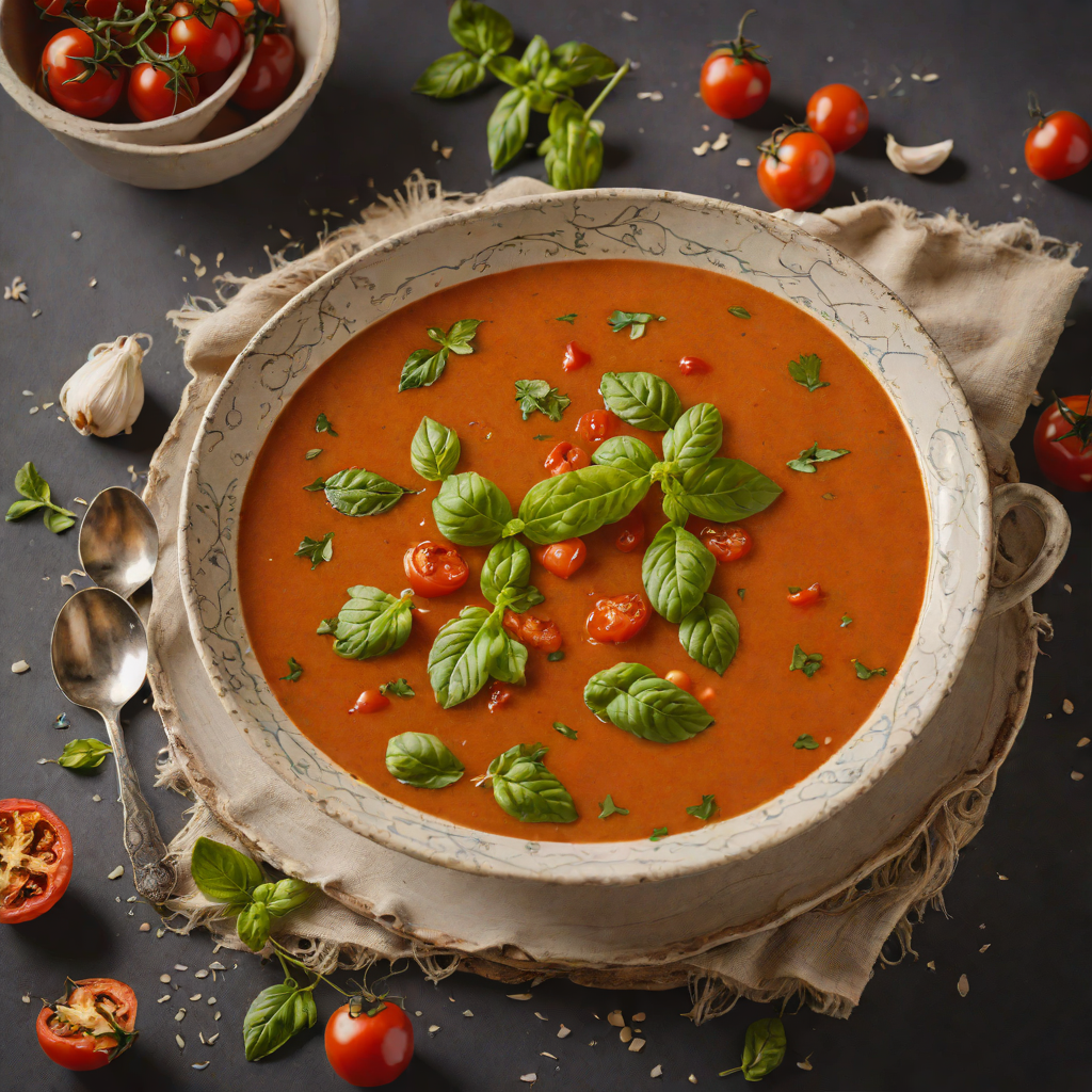 Slow-Roasted Tomato and Garlic Soup with Basil