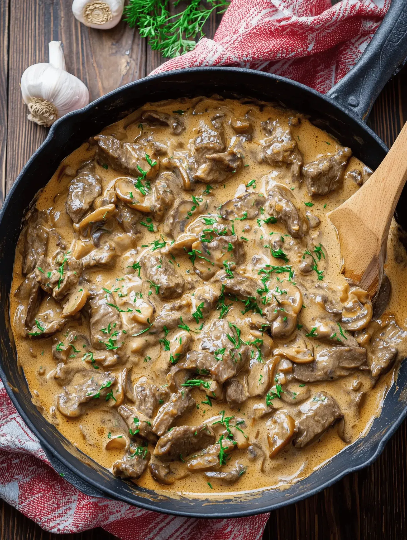 Stovetop Kangaroo Stroganoff with Mushrooms