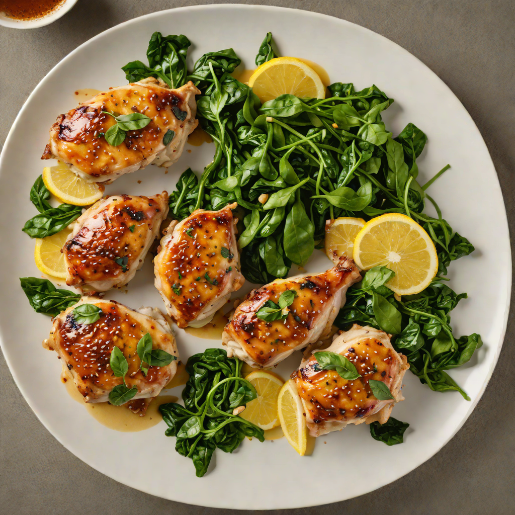 Seared Lemon-Ginger Chicken Thighs with Sautéed Spinach