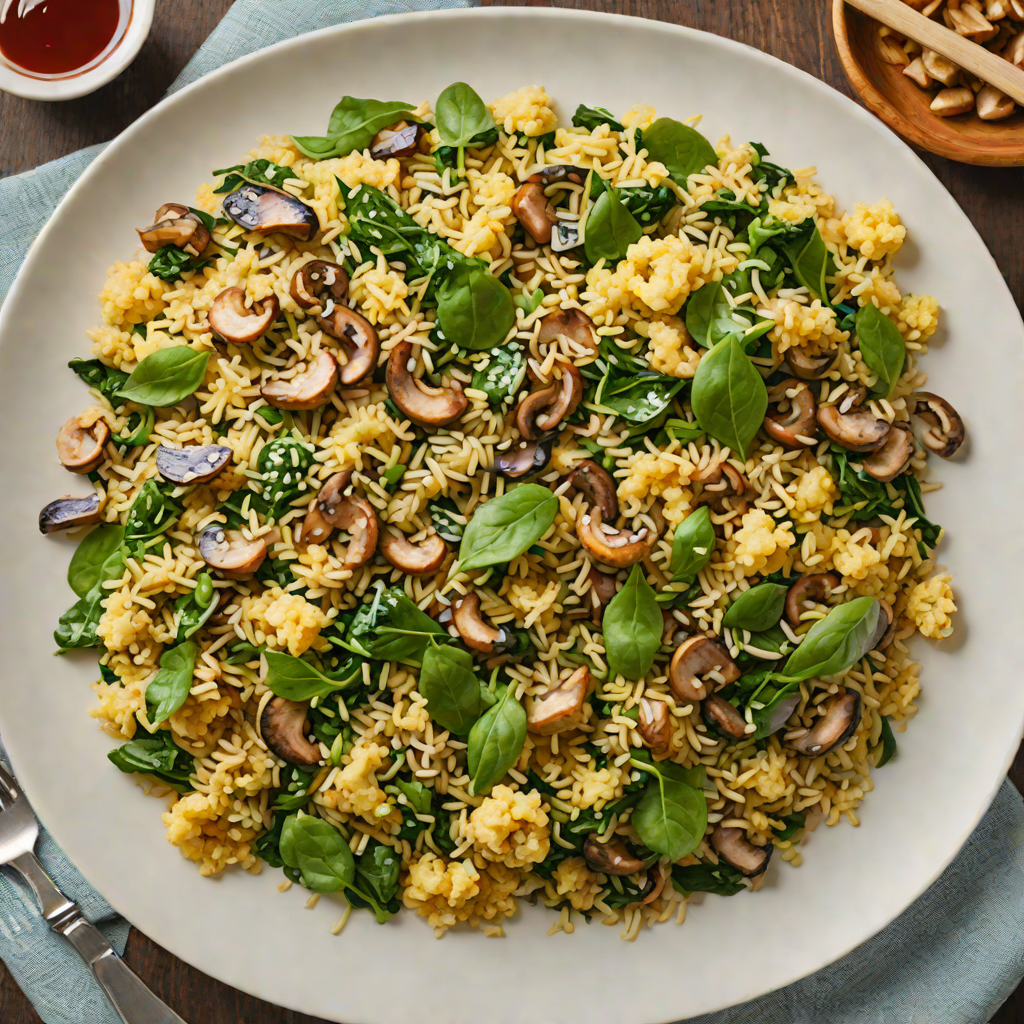 Stir-Fried Cauliflower Rice with Mushrooms and Spinach