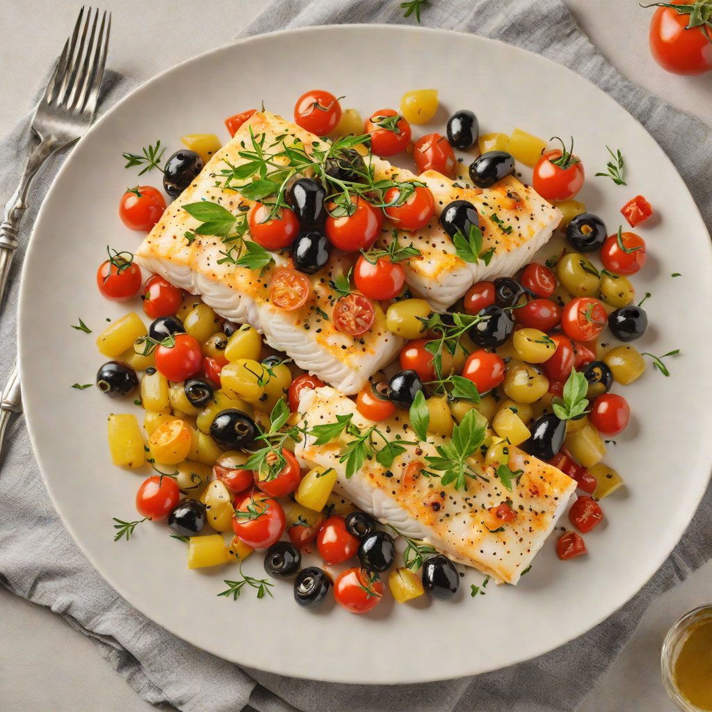 Baked Italian-Style Herb Cod with Cherry Tomatoes and Olives
