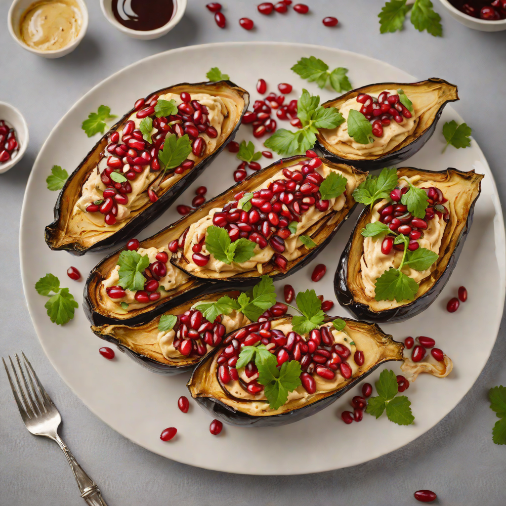 Oven-Roasted Eggplant with Tahini and Pomegranate Molasses