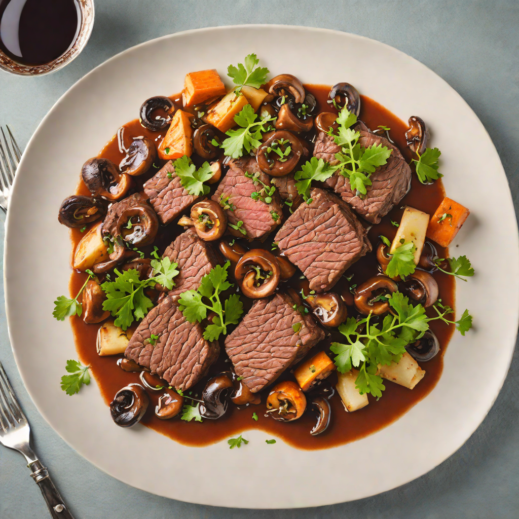 Solemn Braised Beef with Red Wine and Mushrooms