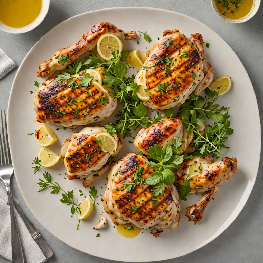 Grilled Papillion-Style Herb Chicken with Garlic Butter