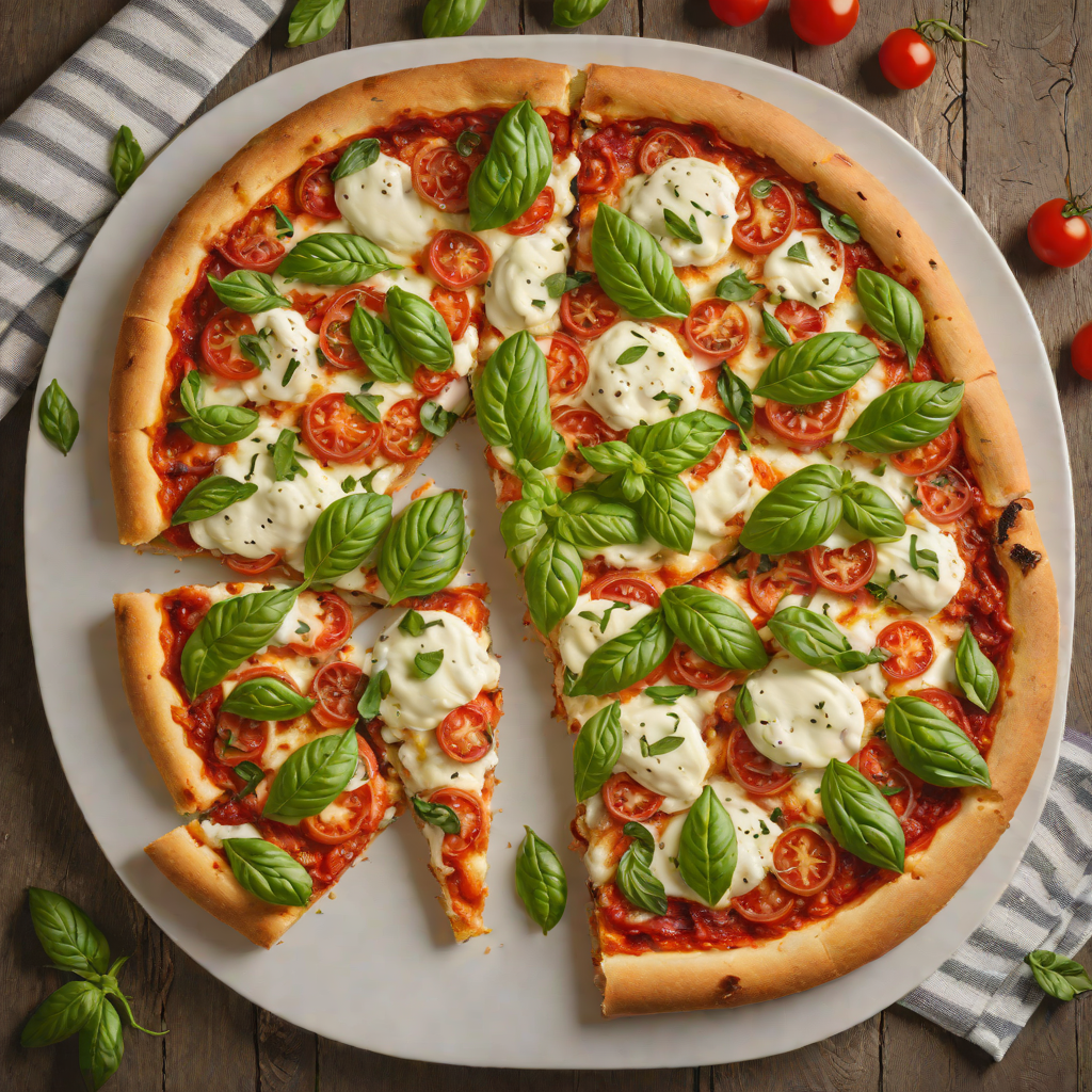 Stone-Baked Margherita Pizza with Fresh Basil and Mozzarella