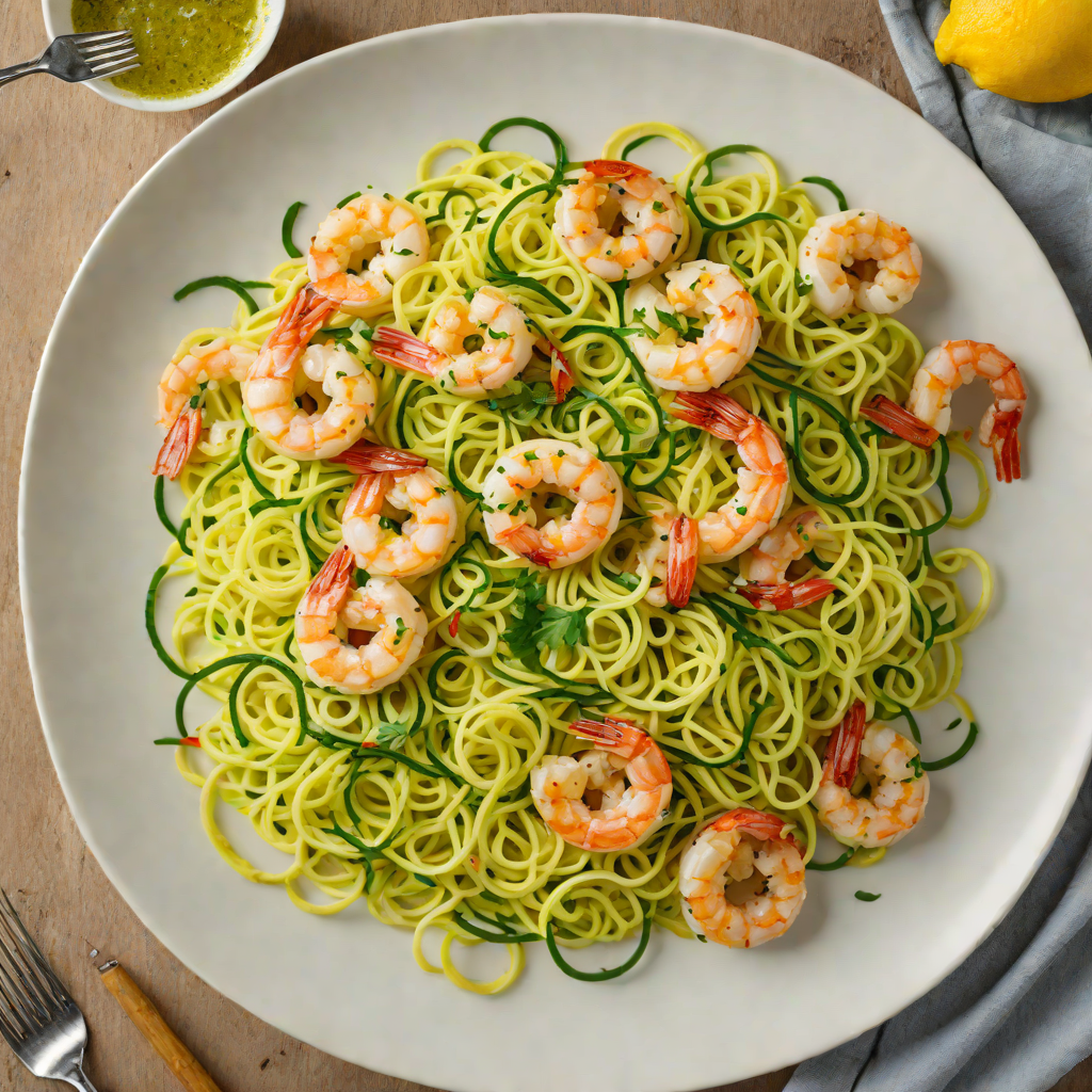 Sautéed Shrimp and Zucchini Noodles with Lemon-Garlic Dressing