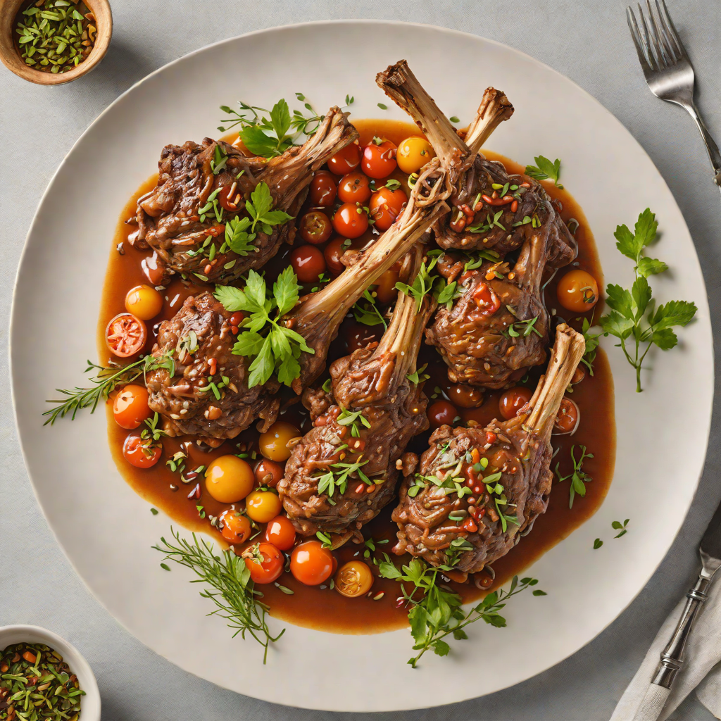 Slow-Cooked Lamb Shanks with Bush Tomato and Aniseed Myrrh