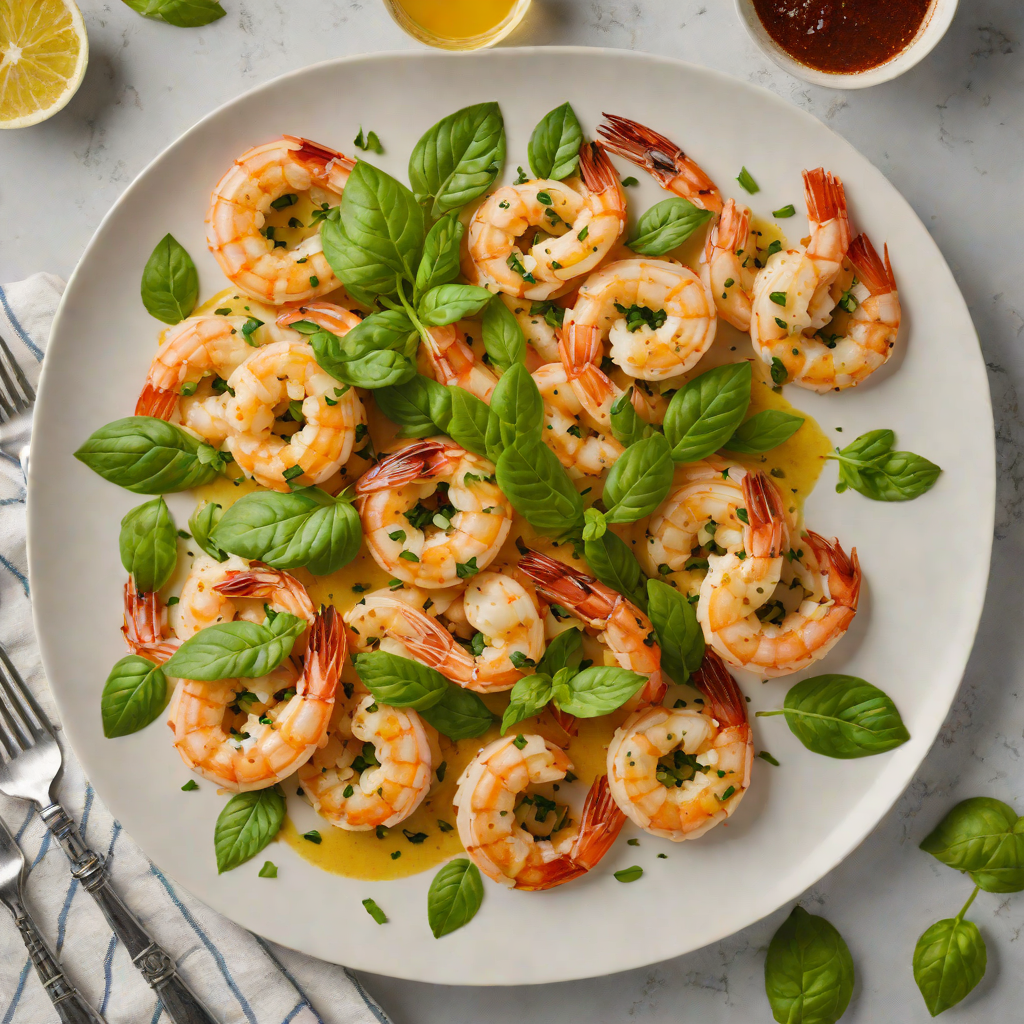 Sautéed Shrimp with Garlic-Chili Butter and Fresh Basil