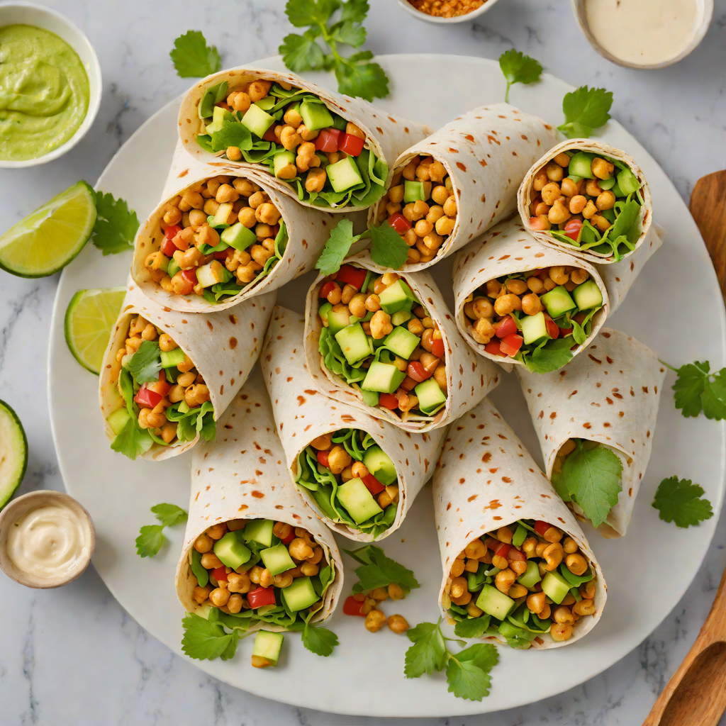 No-Bake Chickpea and Avocado Wraps with Spicy Yogurt