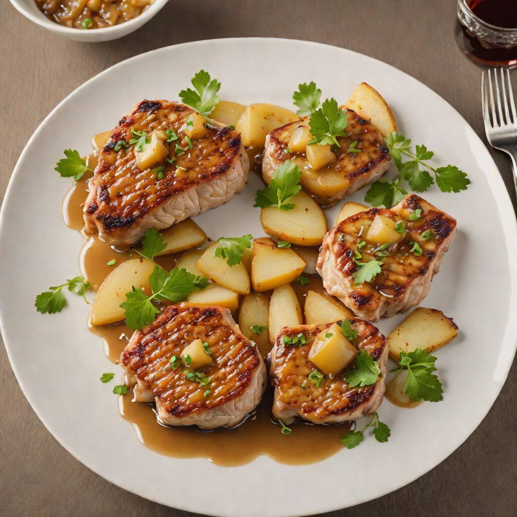 Pan-Seared Pork Chops with Papillon Apple-Onion Compote