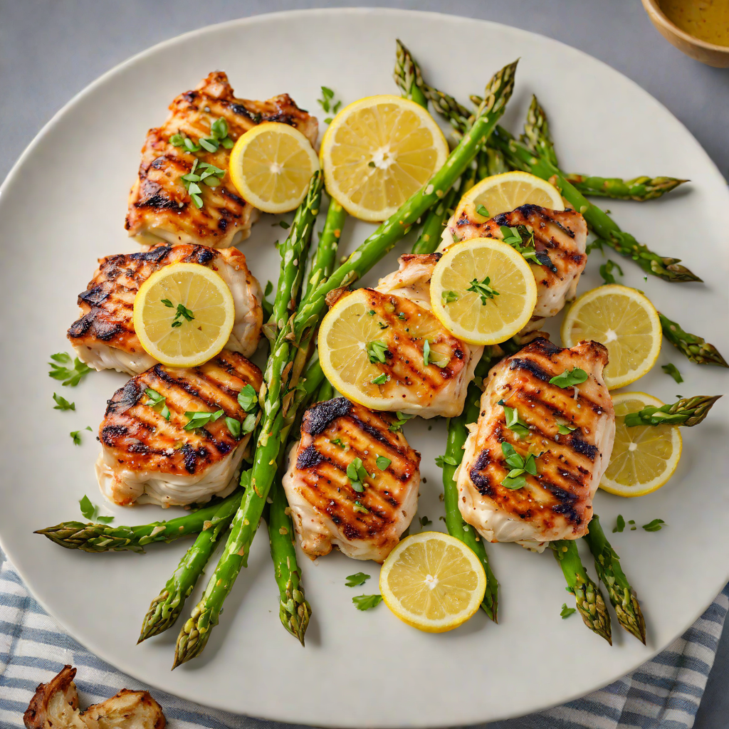 Grilled Lemon-Garlic Chicken Thighs with Roasted Asparagus