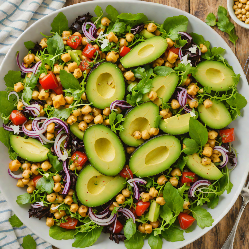 Avocado and Chickpea Mediterranean Salad with Lemon-Oregano Dressing