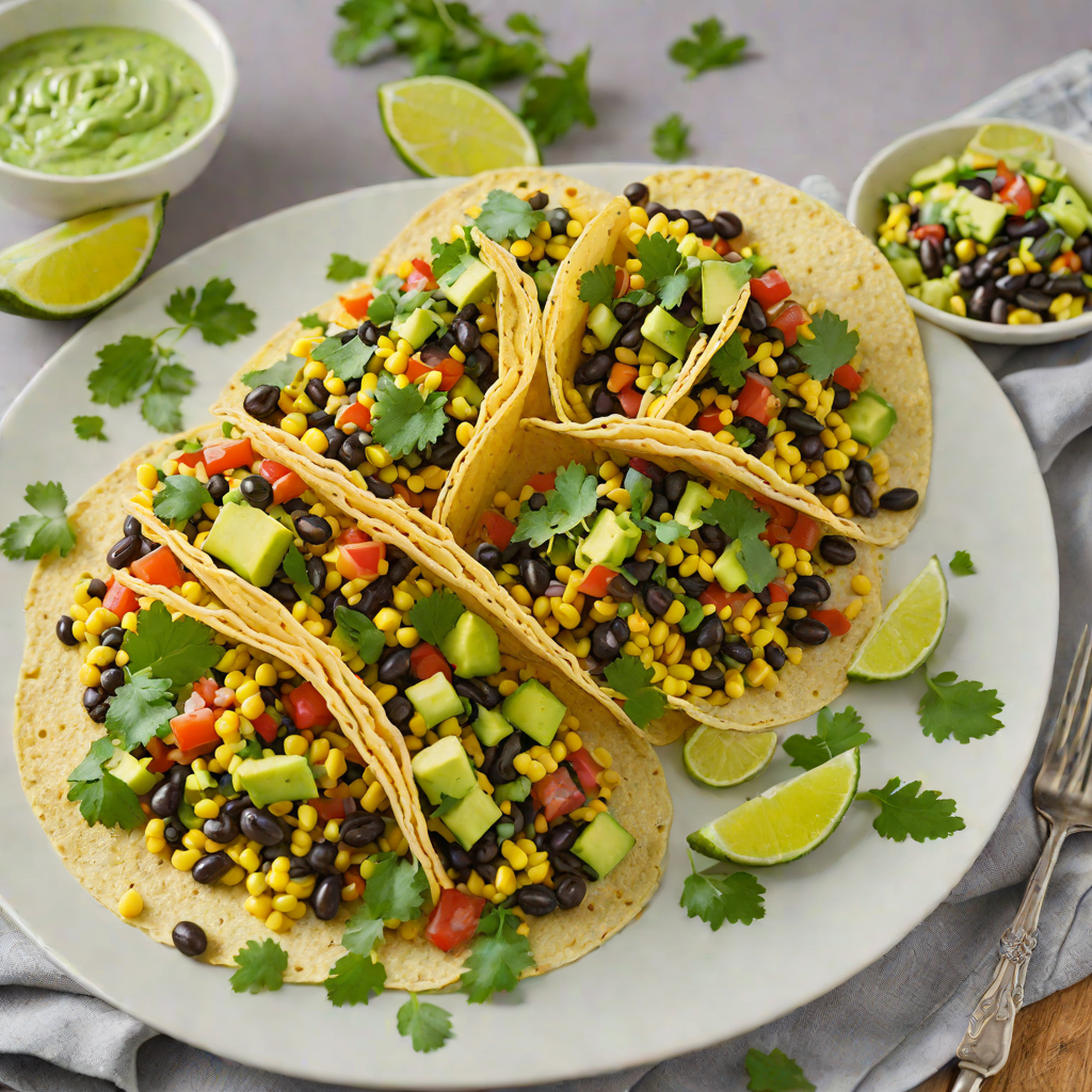 Seed-Saver’s Corn and Black Bean Tacos with Avocado Cilantro Sauce