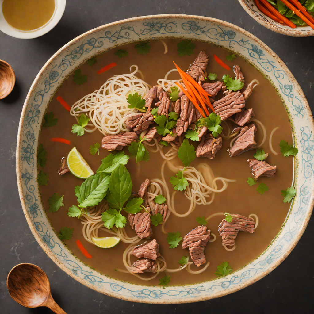 Slow-Simmered Vietnamese Pho Broth with Rare Beef